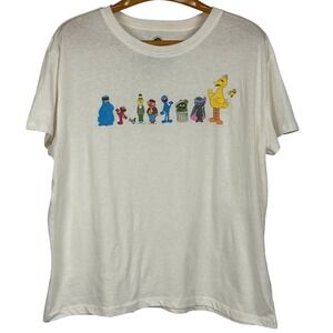Sesame Street Graphic Tee Big Bird Elmo Cookie Monster 2X White Double Sided